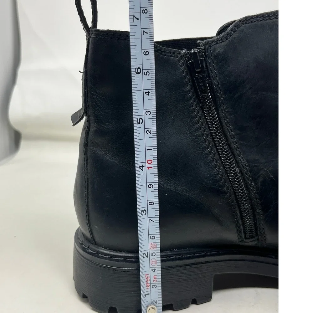 Josef Seibel Marta Womens US 10/ EUR 41 Black Leather Lug Sole Ankle Boots